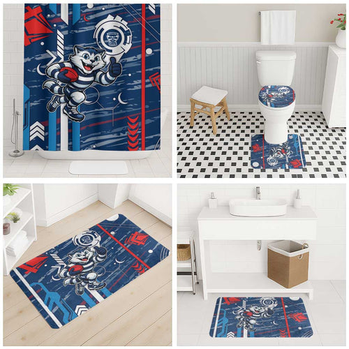 Geelong Cats Bathroom Set Mascot Cartoon Football Illustration Style