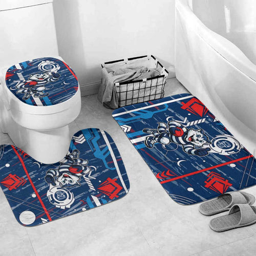 Geelong Cats Bathroom Set Mascot Cartoon Football Illustration Style