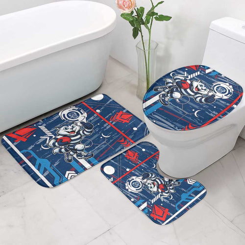 Geelong Cats Bathroom Set Mascot Cartoon Football Illustration Style