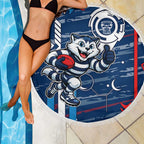 Geelong Cats Beach Blanket Mascot Cartoon Football Illustration Style