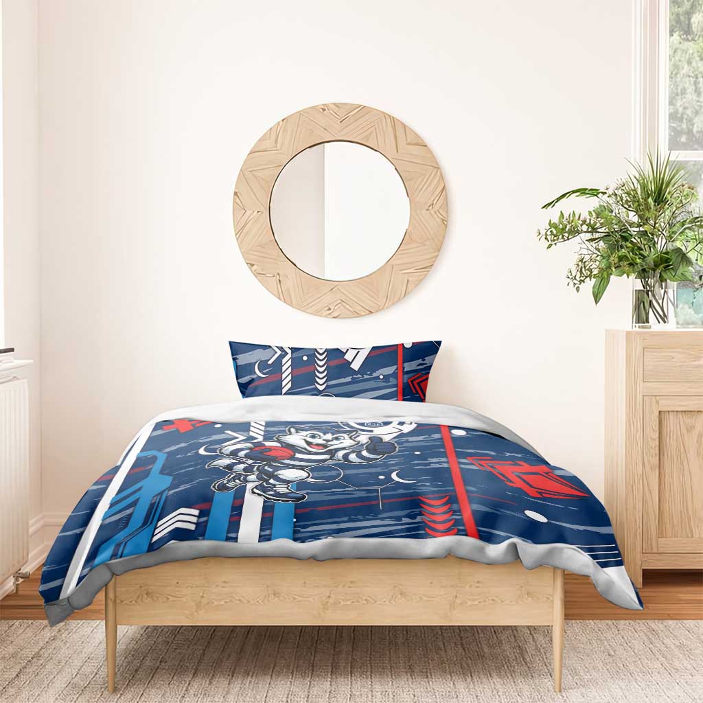 Geelong Cats Bedding Set Mascot Cartoon Football Illustration Style