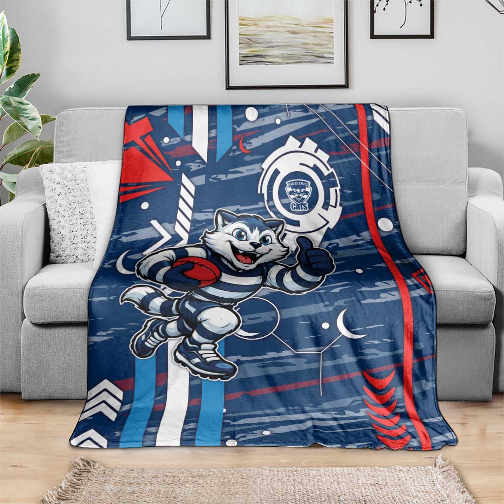 Geelong Cats Blanket Mascot Cartoon Football Illustration Style
