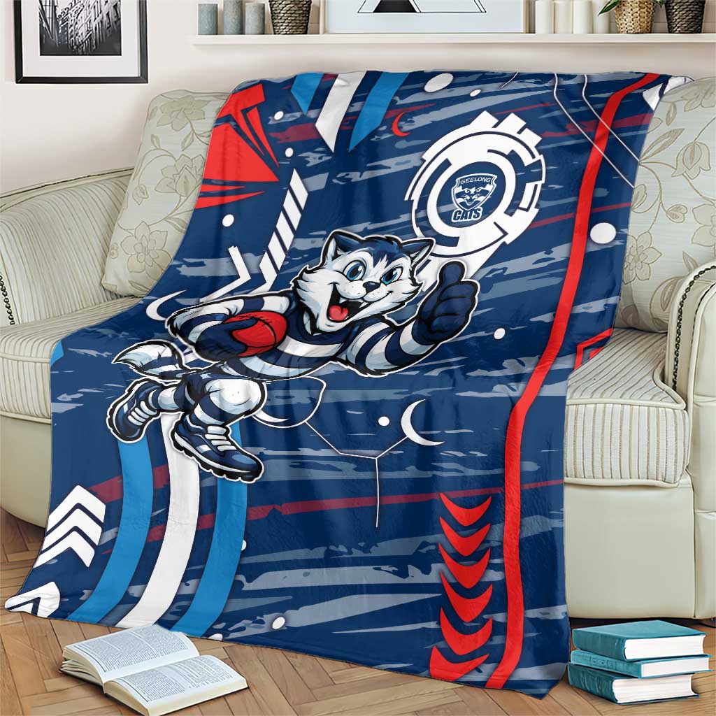 Geelong Cats Blanket Mascot Cartoon Football Illustration Style