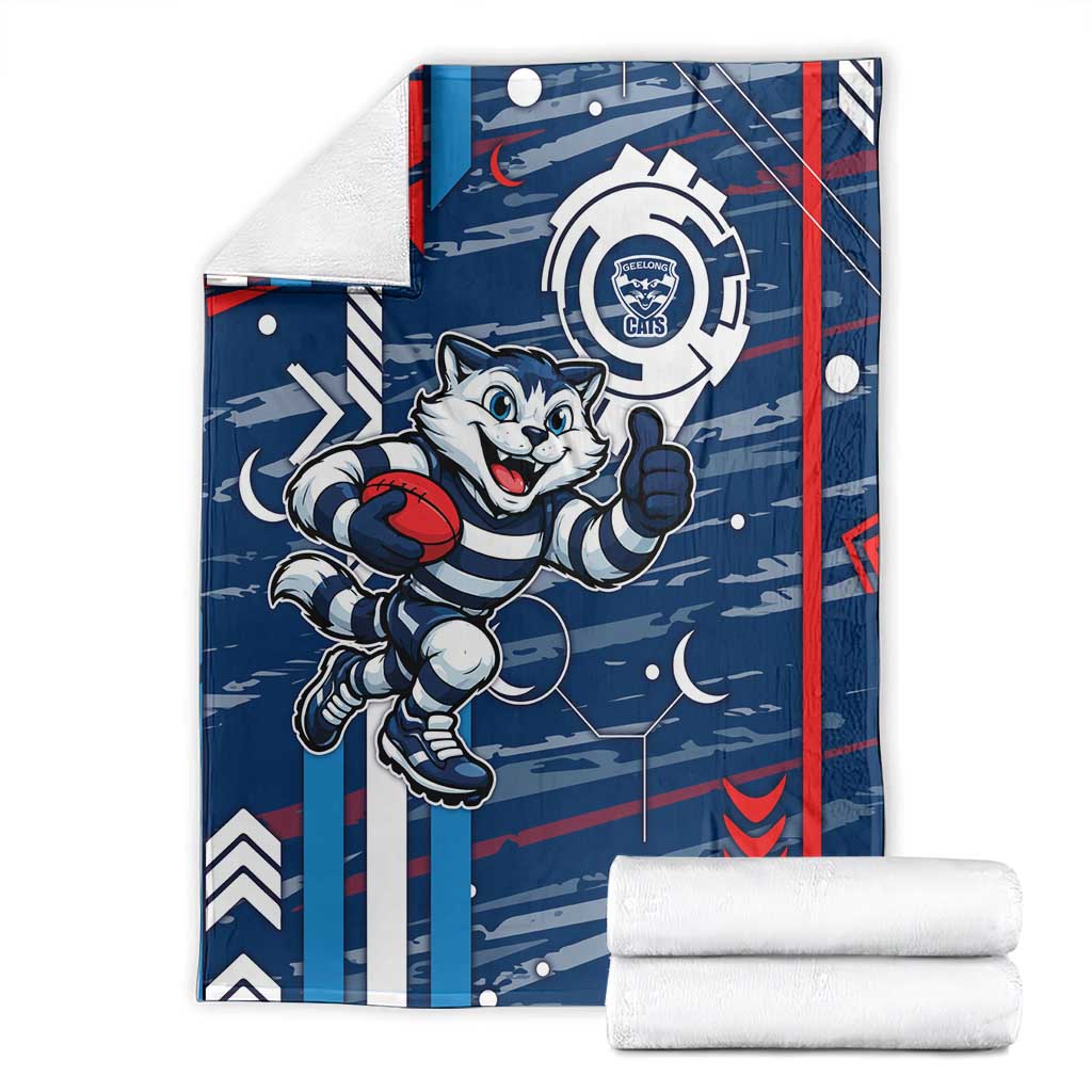 Geelong Cats Blanket Mascot Cartoon Football Illustration Style