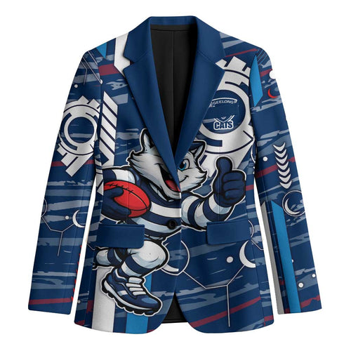 Geelong Cats Blazer Mascot Cartoon Football Illustration Style