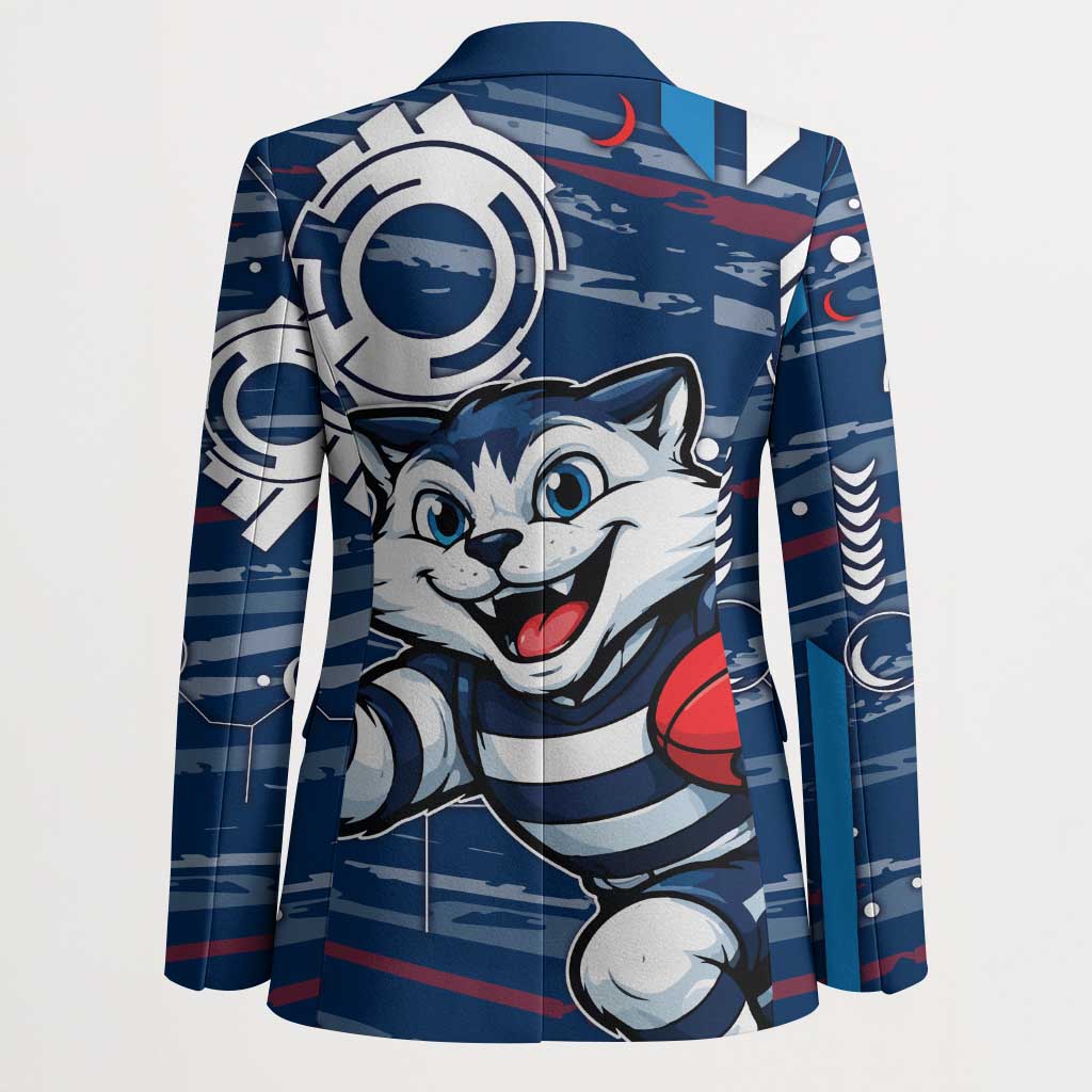 Geelong Cats Blazer Mascot Cartoon Football Illustration Style