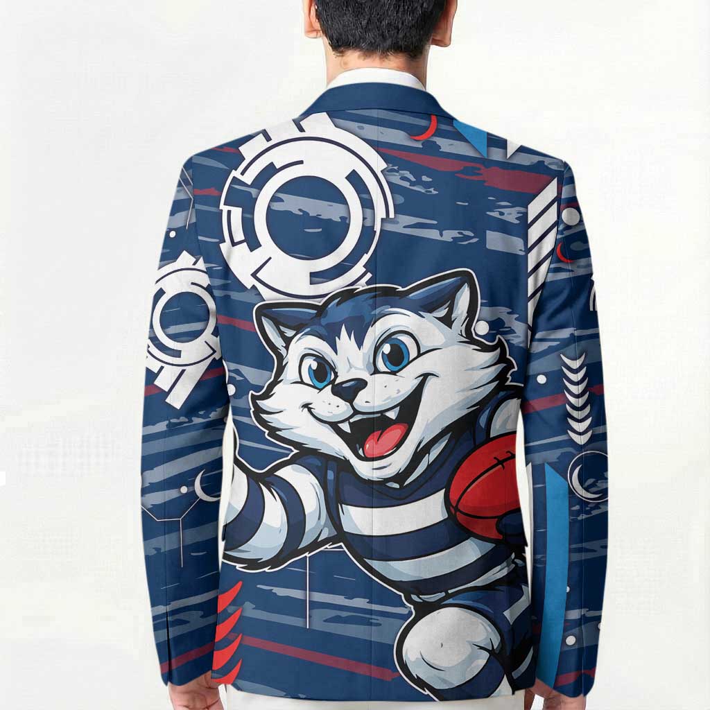 Geelong Cats Blazer Mascot Cartoon Football Illustration Style