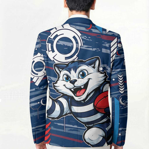 Geelong Cats Blazer Mascot Cartoon Football Illustration Style