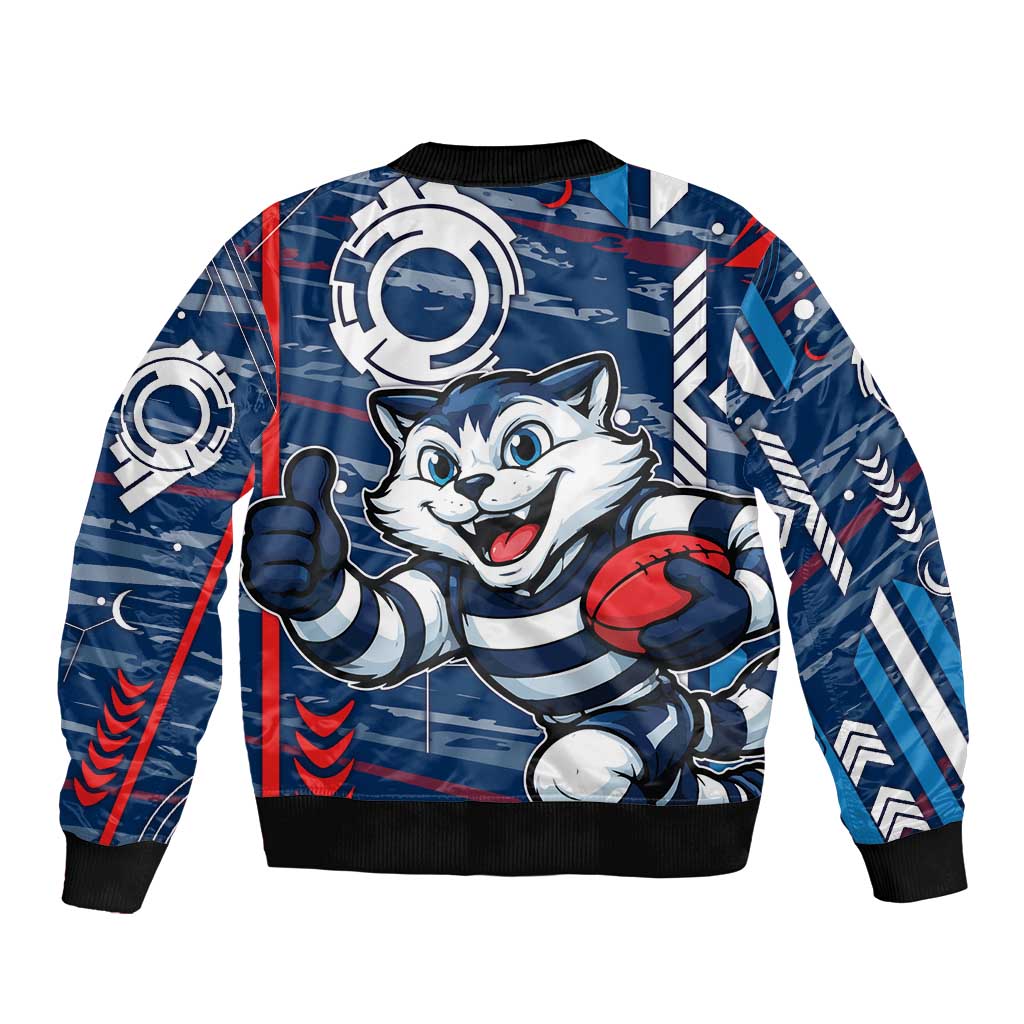 Geelong Cats Bomber Jacket Mascot Cartoon Football Illustration Style