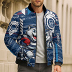 Geelong Cats Bomber Puffer Jacket Mascot Cartoon Football Illustration Style