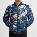 Geelong Cats Bomber Puffer Jacket Mascot Cartoon Football Illustration Style
