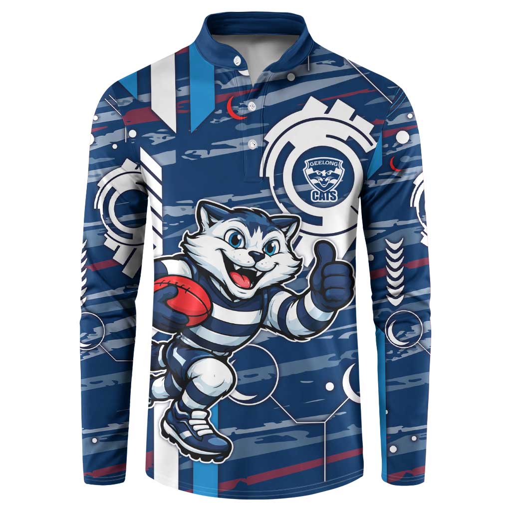 Geelong Cats Button Sweatshirt Mascot Cartoon Football Illustration Style