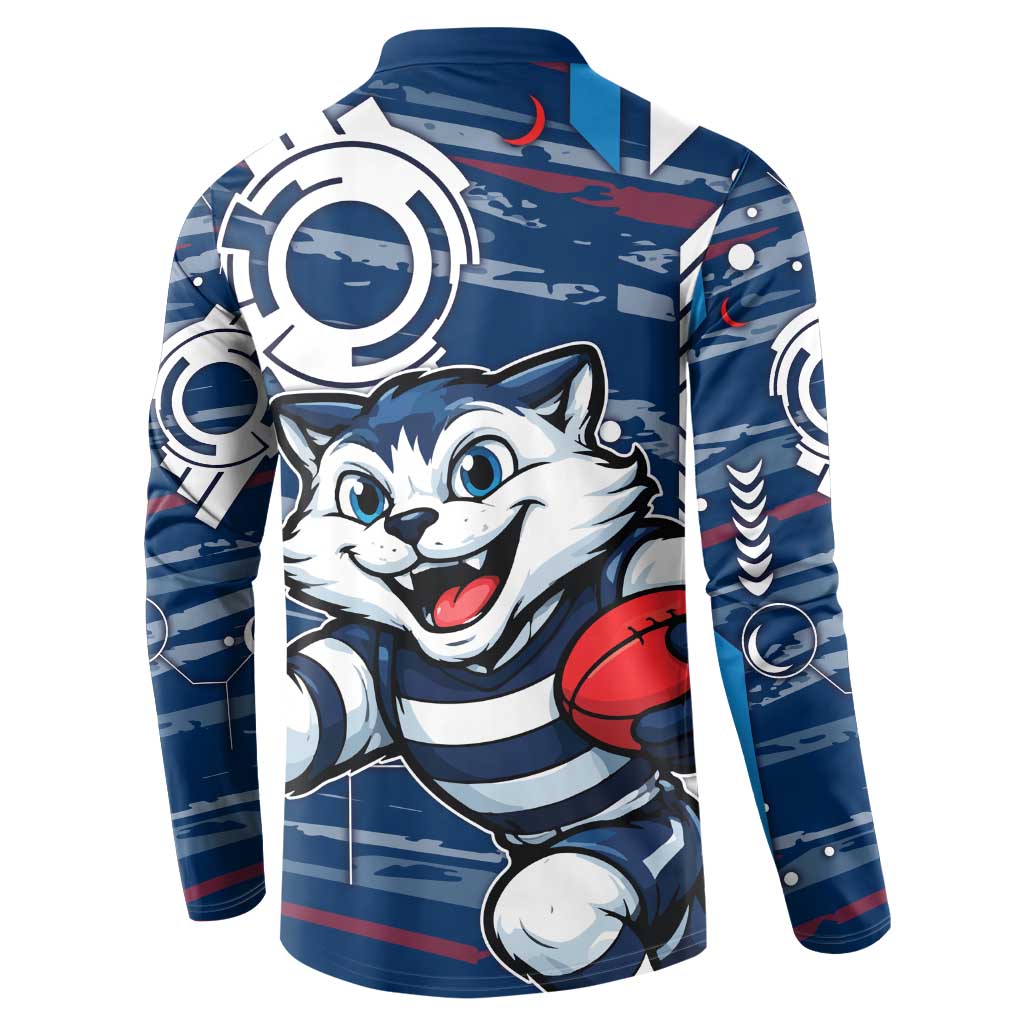 Geelong Cats Button Sweatshirt Mascot Cartoon Football Illustration Style