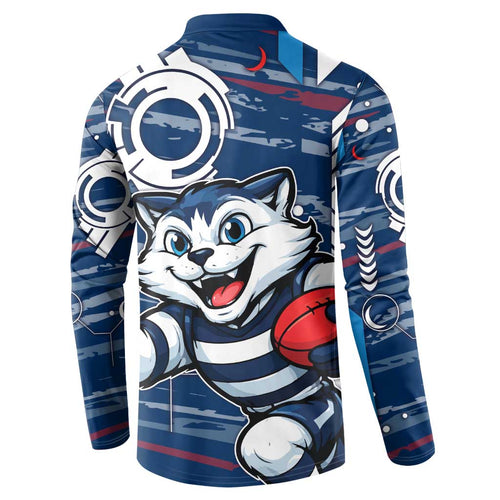 Geelong Cats Button Sweatshirt Mascot Cartoon Football Illustration Style