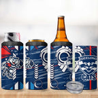 Geelong Cats 4 in 1 Can Cooler Tumbler Mascot Cartoon Football Illustration Style