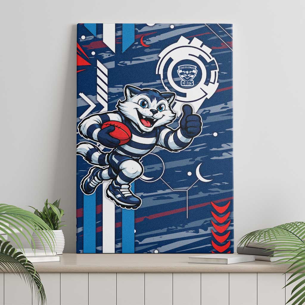 Geelong Cats Canvas Wall Art Mascot Cartoon Football Illustration Style