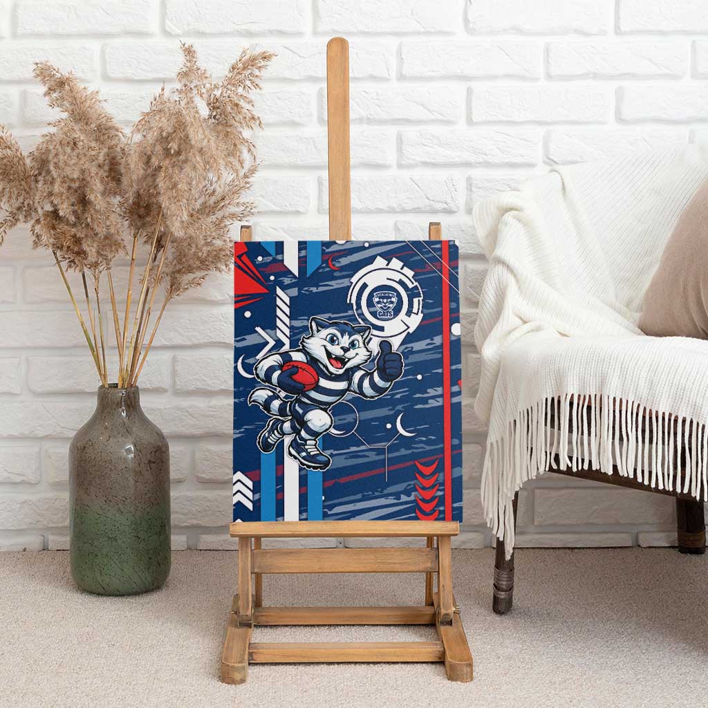 Geelong Cats Canvas Wall Art Mascot Cartoon Football Illustration Style
