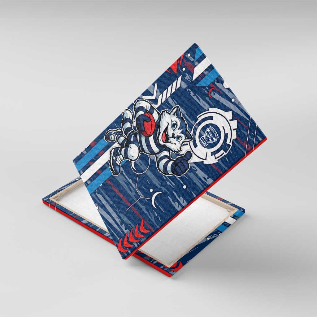 Geelong Cats Canvas Wall Art Mascot Cartoon Football Illustration Style