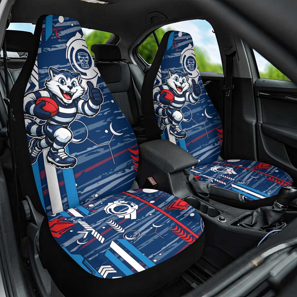 Geelong Cats Car Seat Cover Mascot Cartoon Football Illustration Style
