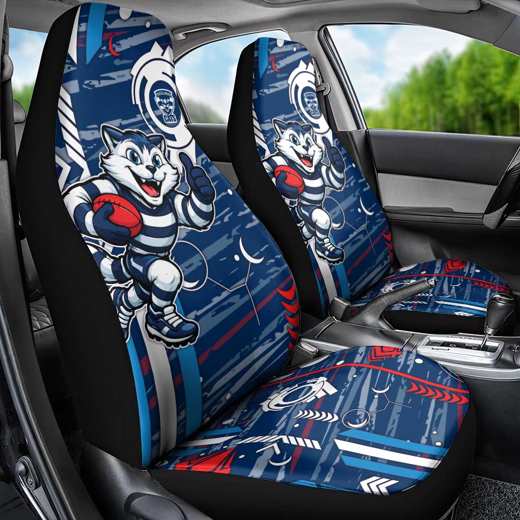 Geelong Cats Car Seat Cover Mascot Cartoon Football Illustration Style