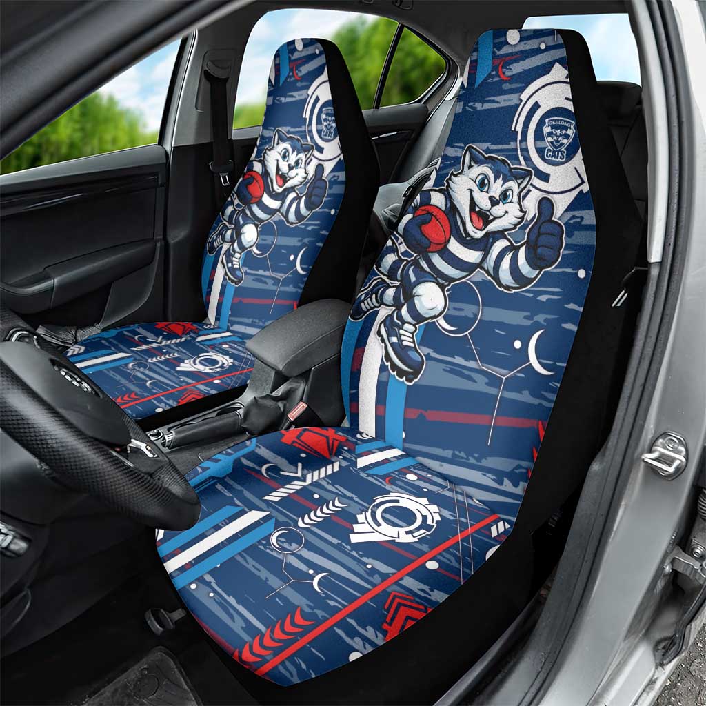 Geelong Cats Car Seat Cover Mascot Cartoon Football Illustration Style