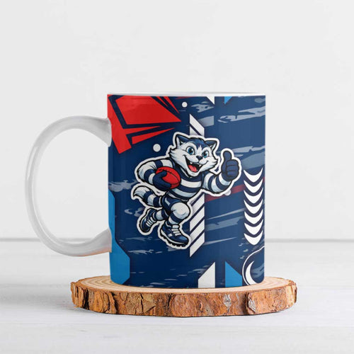 Geelong Cats Ceramic Mug Mascot Cartoon Football Illustration Style