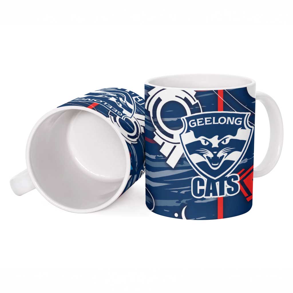 Geelong Cats Ceramic Mug Mascot Cartoon Football Illustration Style