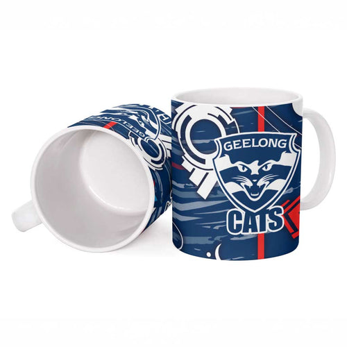 Geelong Cats Ceramic Mug Mascot Cartoon Football Illustration Style