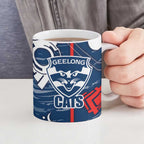 Geelong Cats Ceramic Mug Mascot Cartoon Football Illustration Style