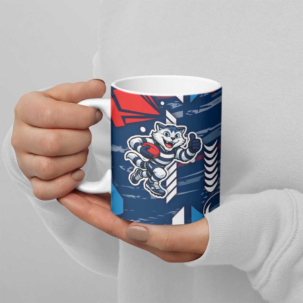 Geelong Cats Ceramic Mug Mascot Cartoon Football Illustration Style