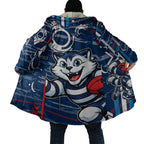 Geelong Cats Cloak Mascot Cartoon Football Illustration Style