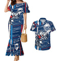 Geelong Cats Couples Matching Mermaid Dress and Hawaiian Shirt Mascot Cartoon Football Illustration Style