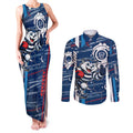 Geelong Cats Couples Matching Tank Maxi Dress and Long Sleeve Button Shirt Mascot Cartoon Football Illustration Style