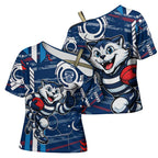 Geelong Cats Cross Shoulder Shirt Mascot Cartoon Football Illustration Style