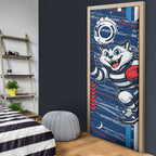 Geelong Cats Door Cover Mascot Cartoon Football Illustration Style