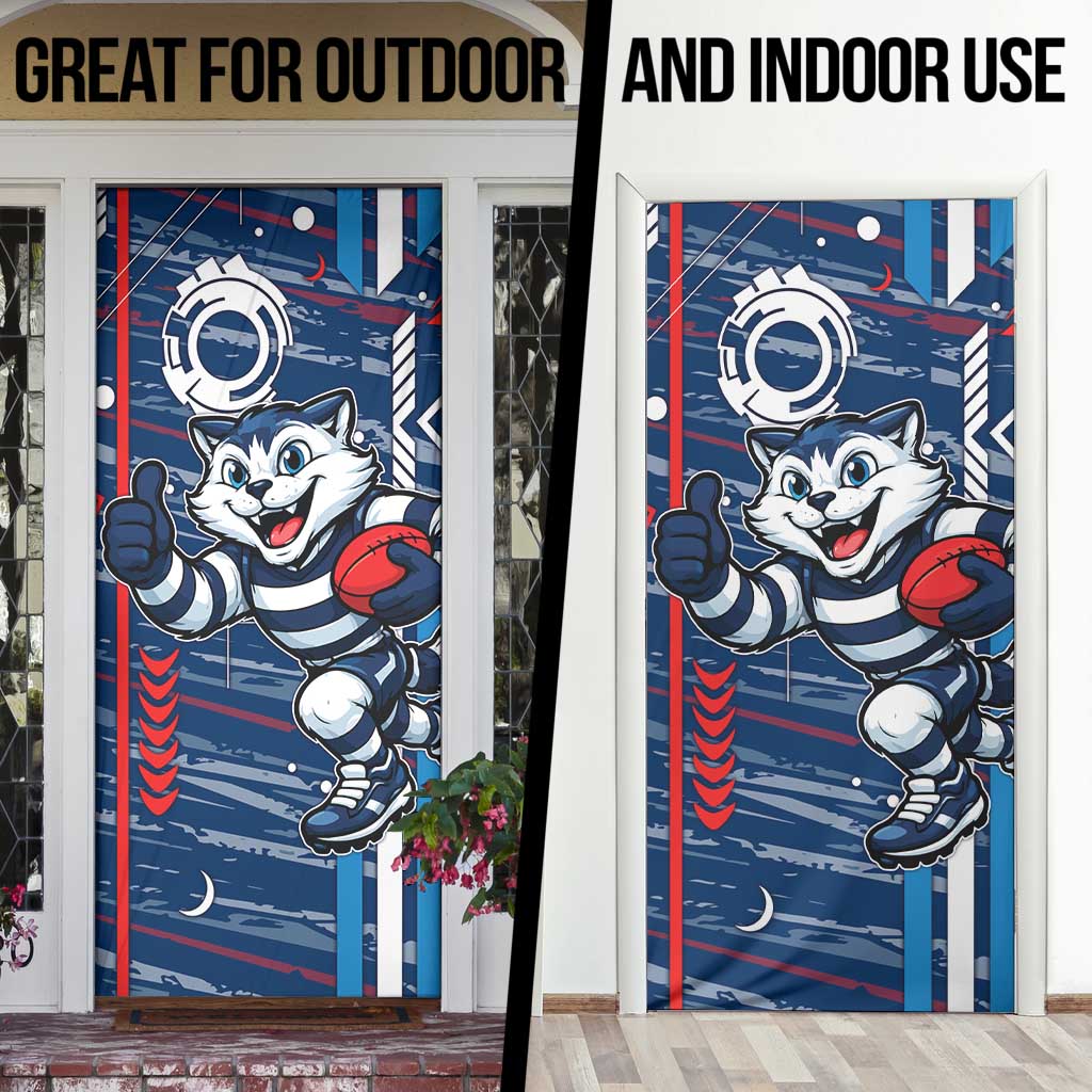 Geelong Cats Door Cover Mascot Cartoon Football Illustration Style