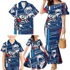 Geelong Cats Family Matching Mermaid Dress and Hawaiian Shirt Mascot Cartoon Football Illustration Style