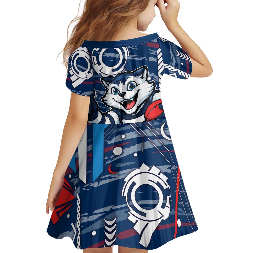 Geelong Cats Family Matching Puletasi and Hawaiian Shirt Mascot Cartoon Football Illustration Style