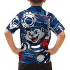 Geelong Cats Family Matching Tank Maxi Dress and Hawaiian Shirt Mascot Cartoon Football Illustration Style