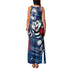 Geelong Cats Family Matching Tank Maxi Dress and Hawaiian Shirt Mascot Cartoon Football Illustration Style