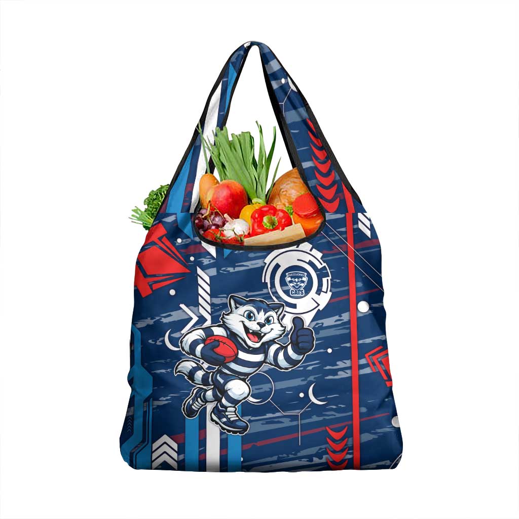 Geelong Cats Grocery Bag Mascot Cartoon Football Illustration Style