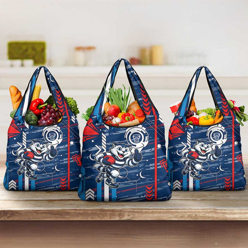 Geelong Cats Grocery Bag Mascot Cartoon Football Illustration Style