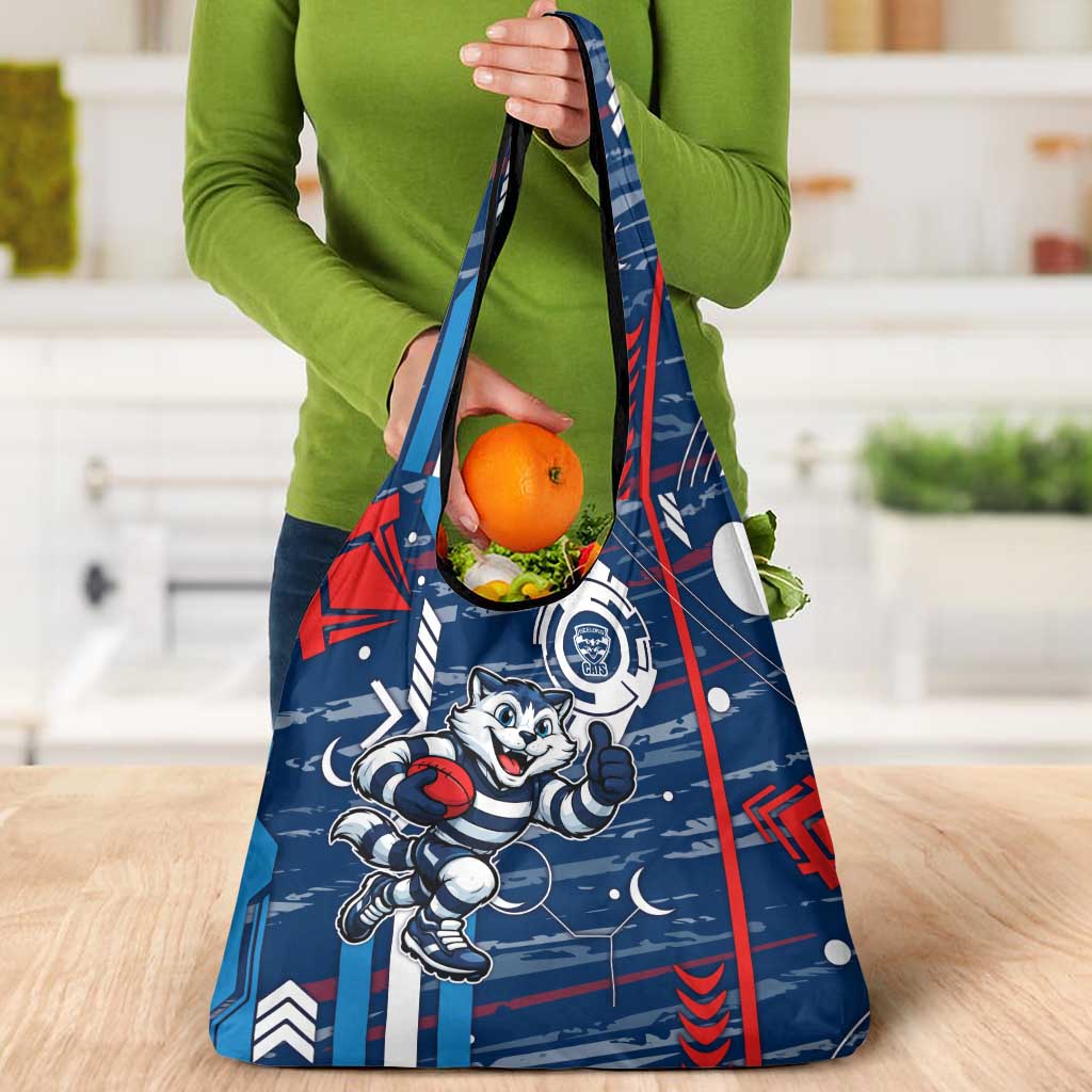 Geelong Cats Grocery Bag Mascot Cartoon Football Illustration Style