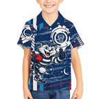 Geelong Cats Hawaiian Shirt Mascot Cartoon Football Illustration Style