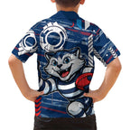 Geelong Cats Hawaiian Shirt Mascot Cartoon Football Illustration Style