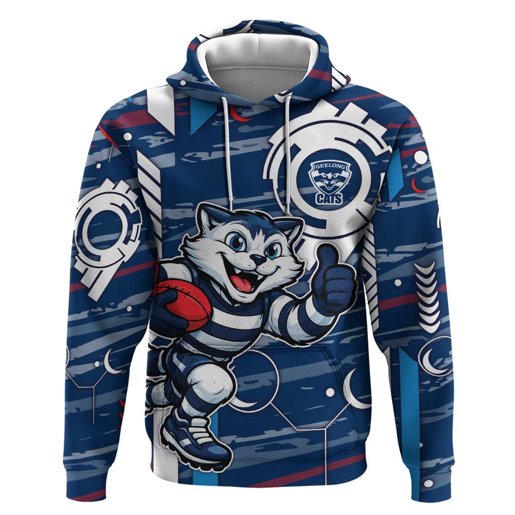 Geelong Cats Hoodie Mascot Cartoon Football Illustration Style