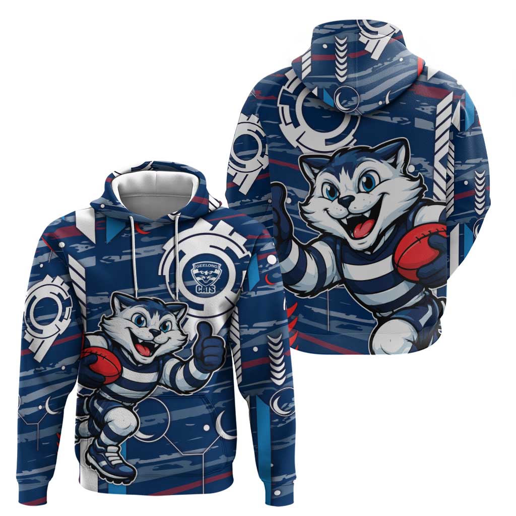 Geelong Cats Hoodie Mascot Cartoon Football Illustration Style