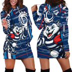 Geelong Cats Hoodie Dress Mascot Cartoon Football Illustration Style