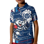 Geelong Cats Kid Polo Shirt Mascot Cartoon Football Illustration Style