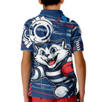 Geelong Cats Kid Polo Shirt Mascot Cartoon Football Illustration Style